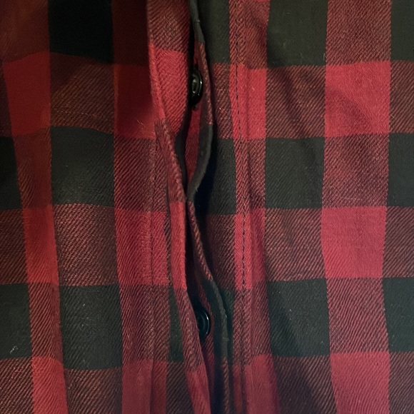 Madewell soft & lightweight flannel covered button peplum top. Maroon/black XXS - Picture 5 of 7